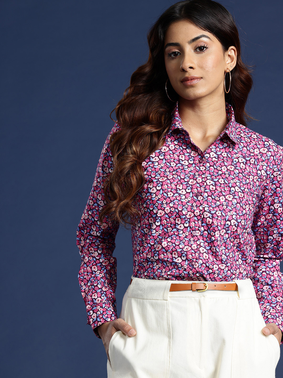 

Hancock Regular Fit Floral Printed Pure Cotton Formal Shirt, Burgundy