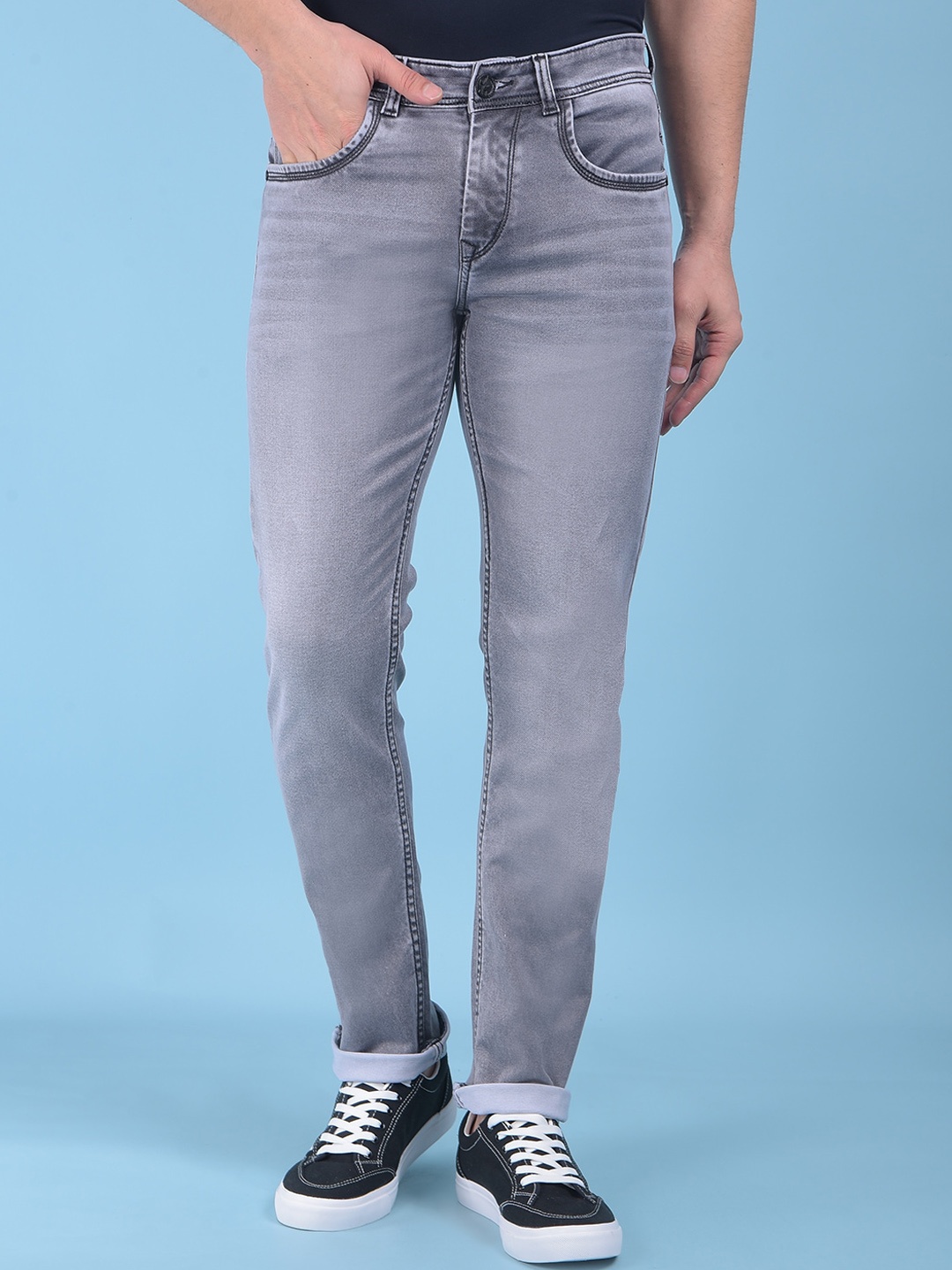 

Crimsoune Club Men Slim Fit Clean Look Stretchable Jeans, Grey