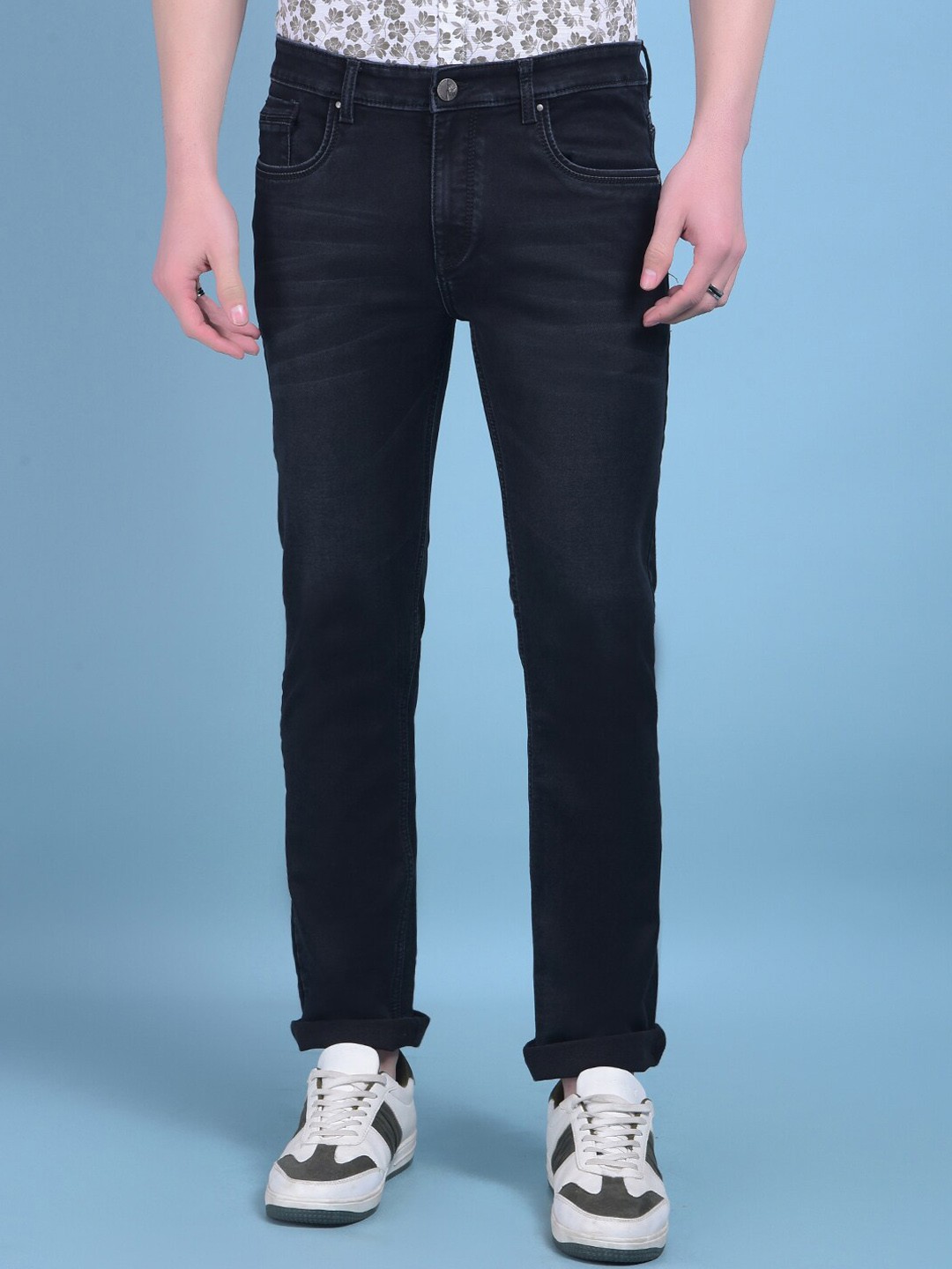 

Crimsoune Club Men Straight Fit Clean Look Stretchable Jeans, Black