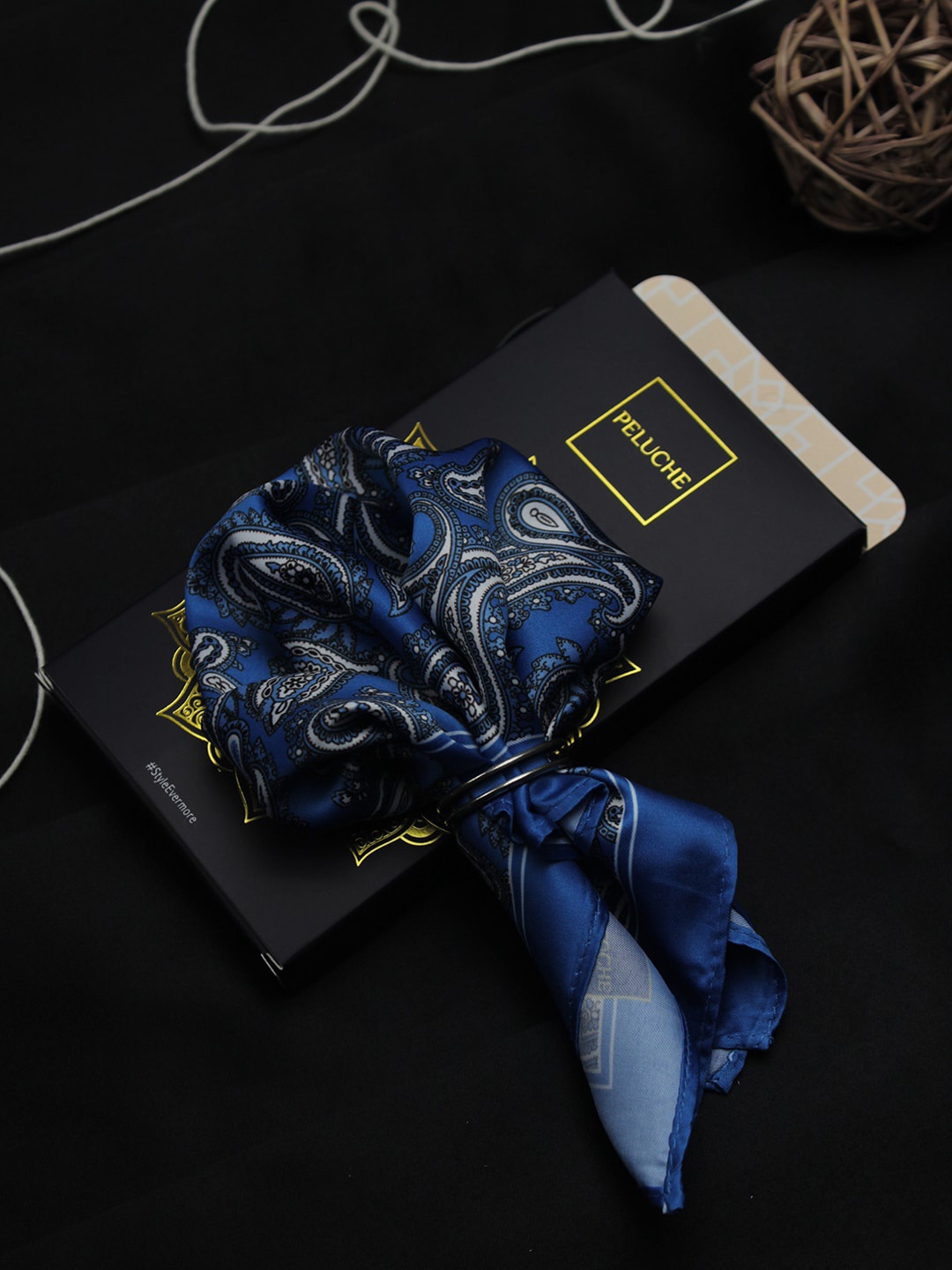 

PELUCHE Printed Silk Pocket Squares, Blue