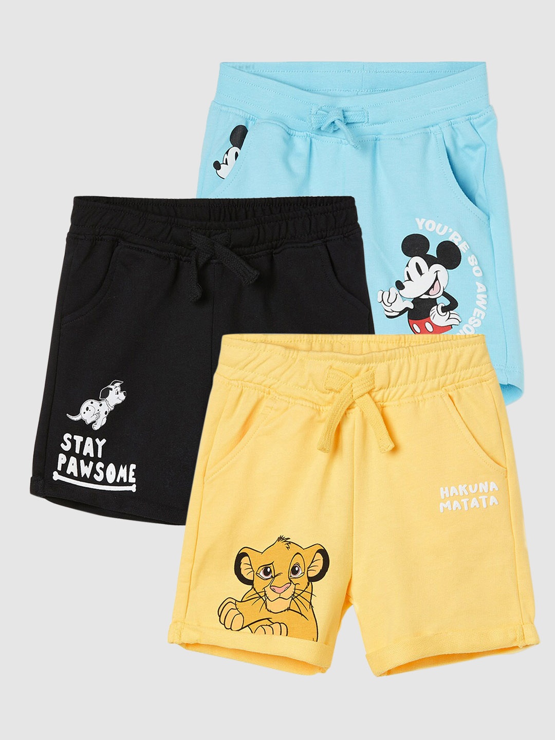 

Juniors by Lifestyle Boys Pack Of 3 Humour & Comic Printed Shorts, Yellow