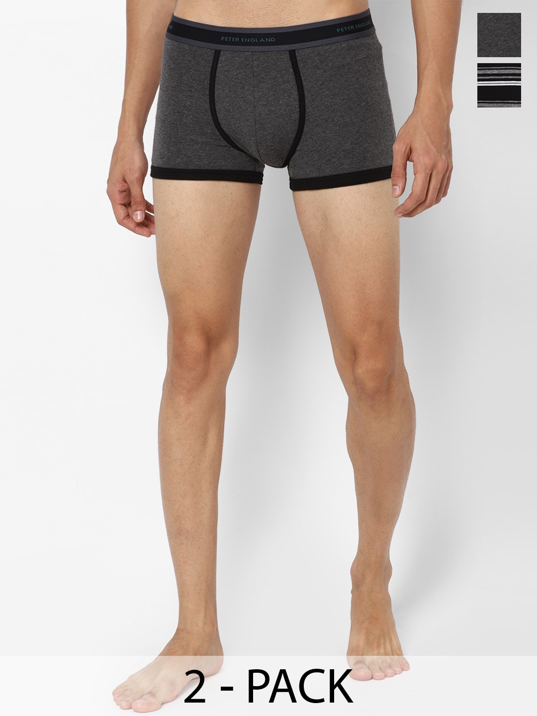 

Peter England Pack Of 2 Brand Logo Printed Trunks PIWTBKGYM9156072, Grey