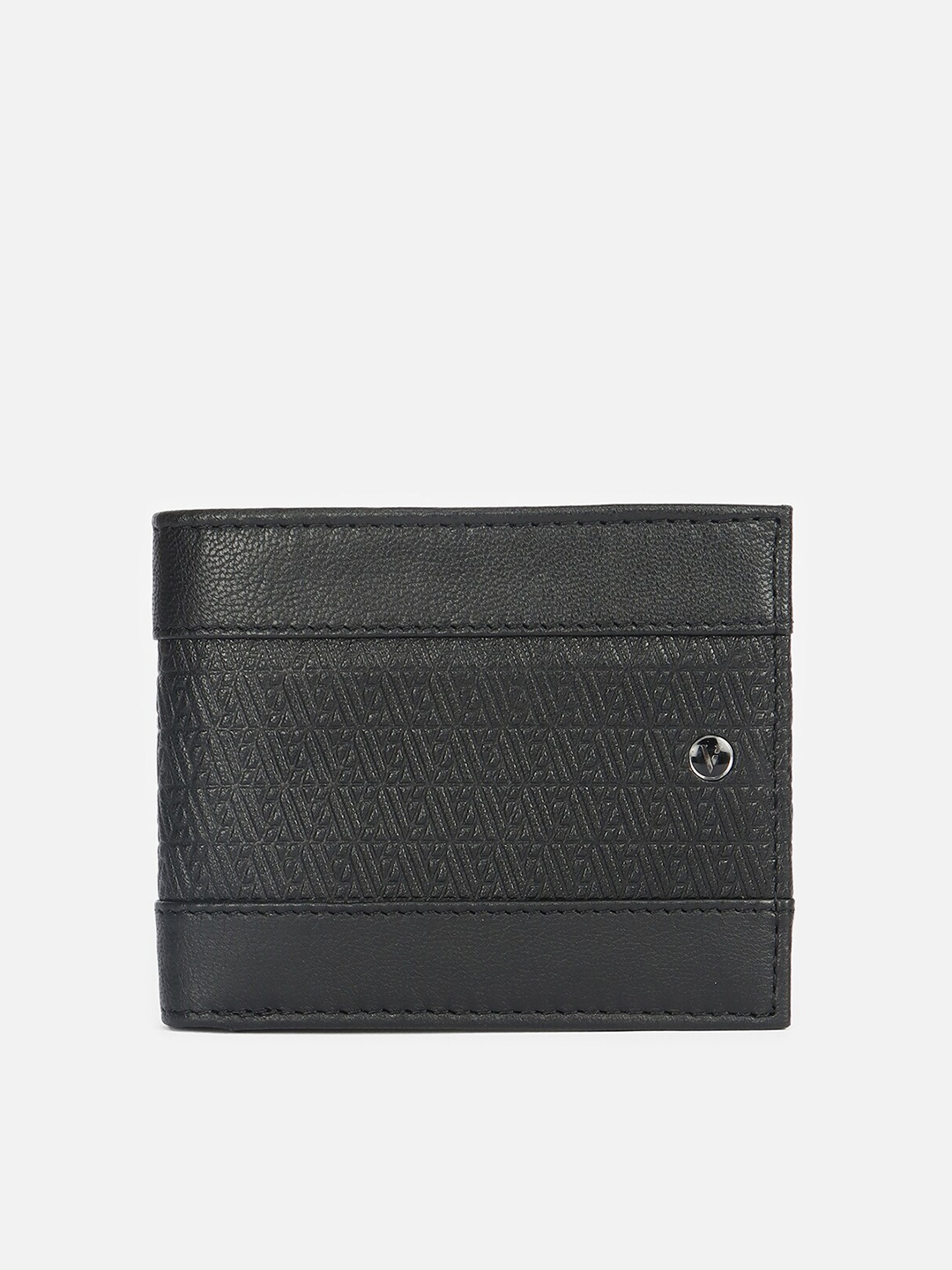 

Van Heusen Men Textured Leather Two Fold Wallet, Black