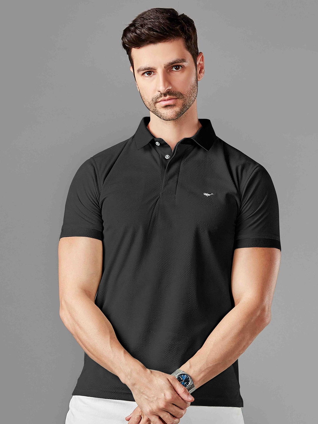 

HAMPTONS Contrast Collar Polo Tshirt, Black