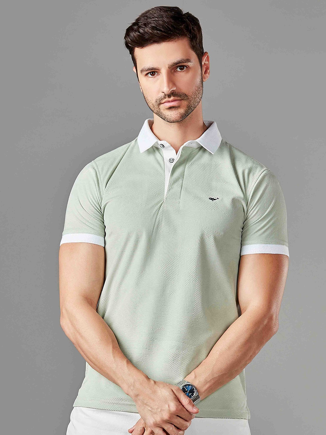 

HAMPTONS Contrast Collar Polo Tshirt, Lime green