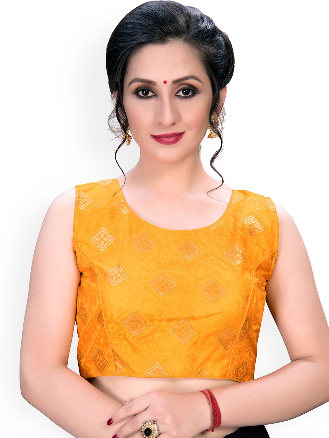 

KALINI jacquard Printed Saree Blouse, Yellow