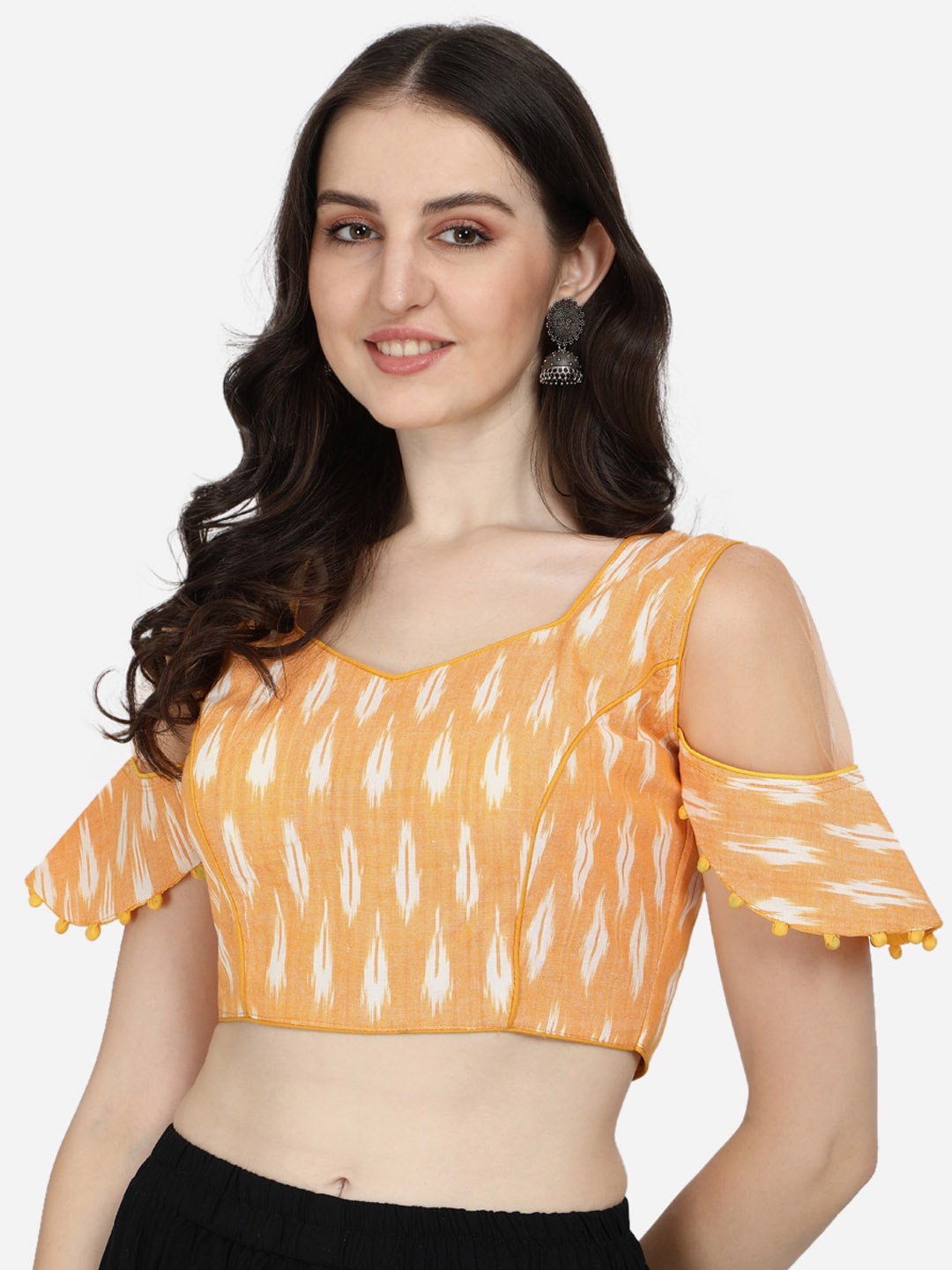 

KALINI Printed Cotton Saree Blouse, Yellow