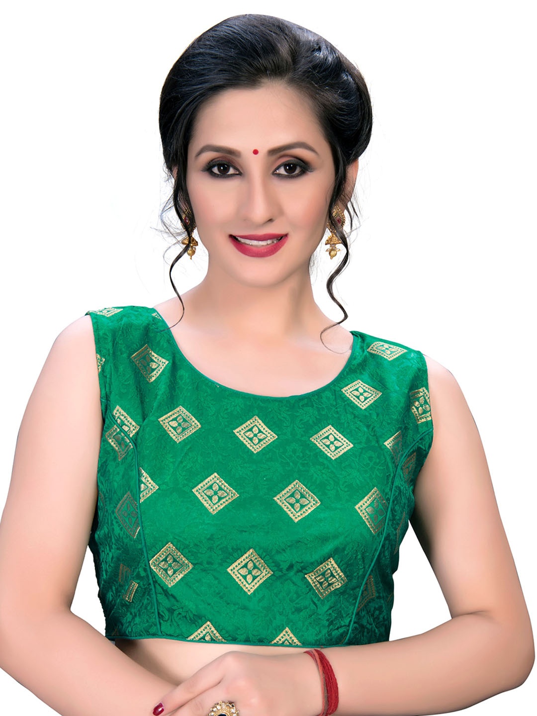 

KALINI Embroidered Saree Blouse, Green