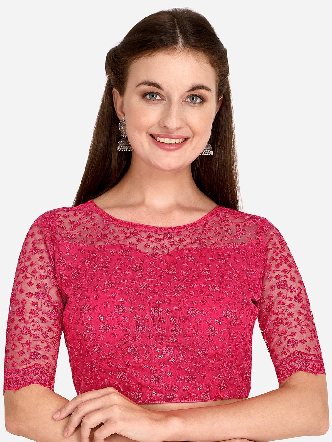 

KALINI Embroidered Neck Saree Blouse, Pink