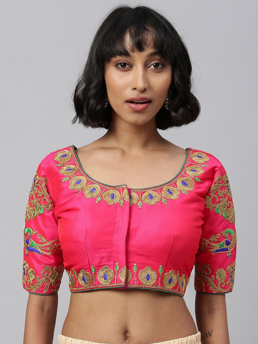 

KALINI Embroidered Saree Blouse, Pink