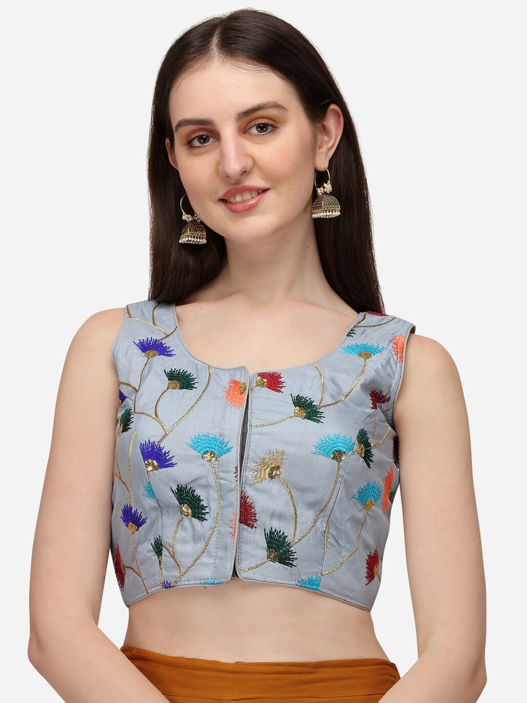 

KALINI Embroidered Saree Blouse, Blue