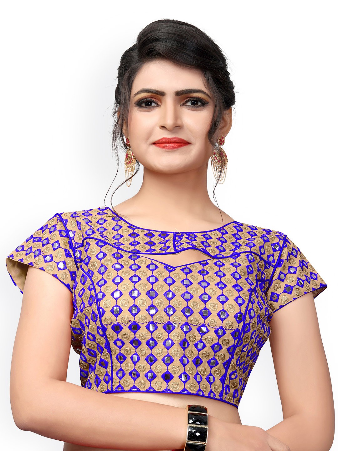 

KALINI Embroidered Saree Blouse, Blue