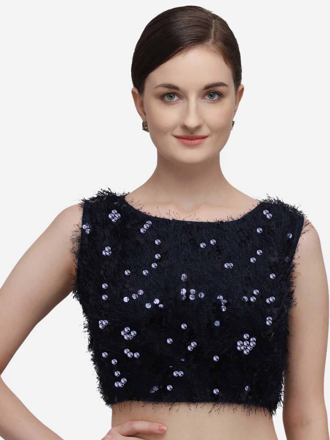 

KALINI Embellished Saree Blouse, Black