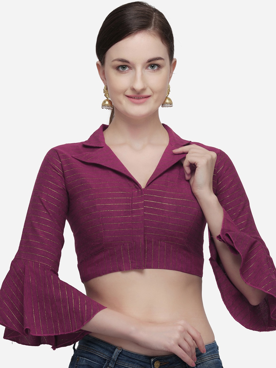 

KALINI Printed Silk Saree Blouse, Pink