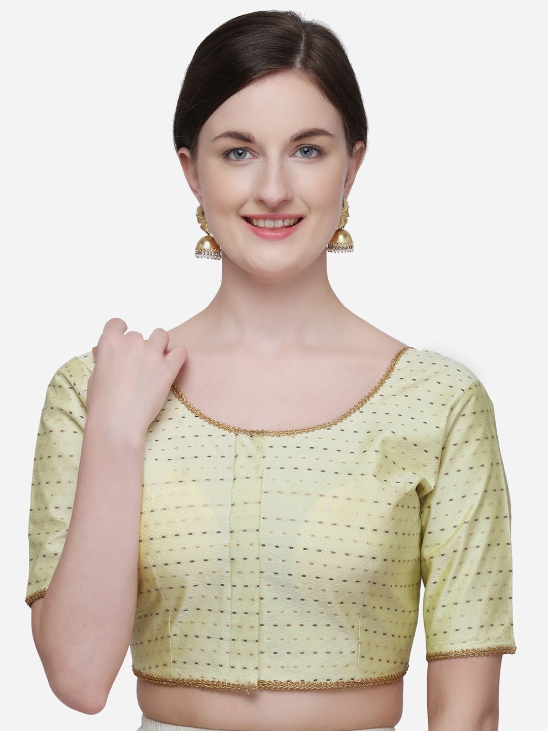 

KALINI Printed Woven Design Saree Blouse, Off white