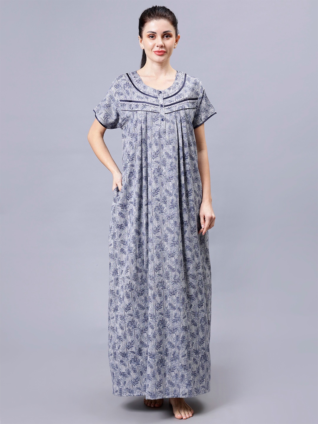 

NIGHTSPREE Printed Maxi Nightdress, Blue
