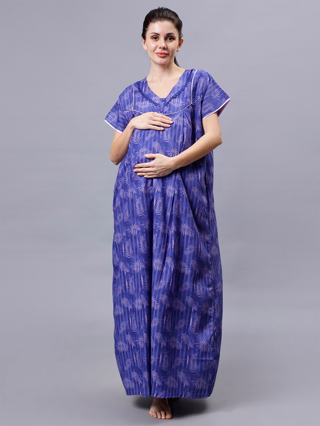 

NIGHTSPREE Printed Maternity Maxi Nightdress, Blue