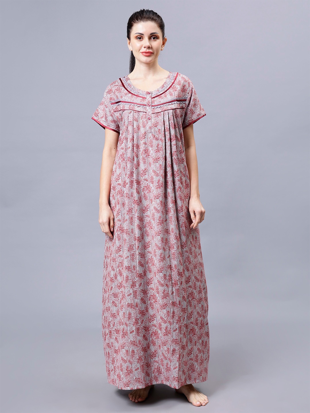 

NIGHTSPREE Printed Maxi Nightdress, Red