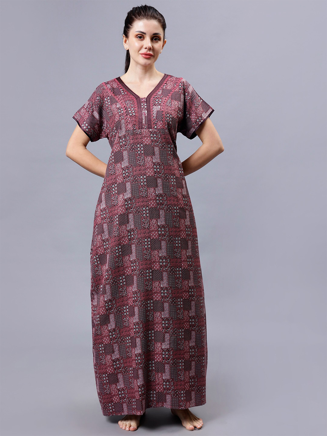 

NIGHTSPREE Printed Maxi Nightdress, Red