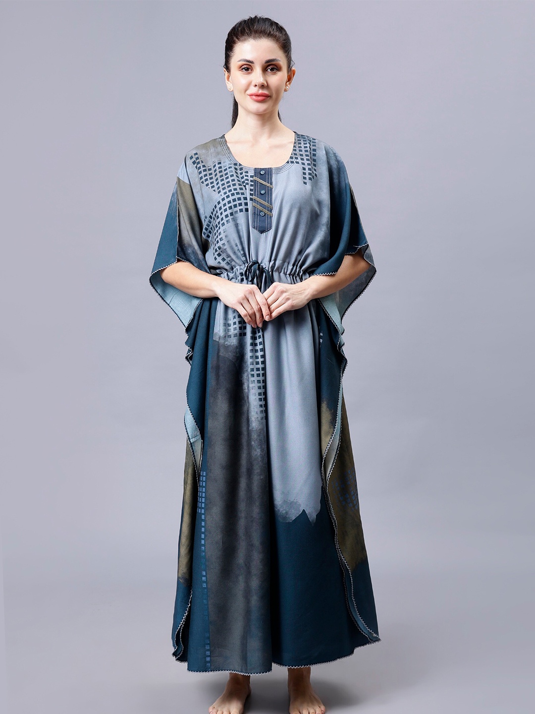 

NIGHTSPREE Printed Maxi Nightdress, Blue