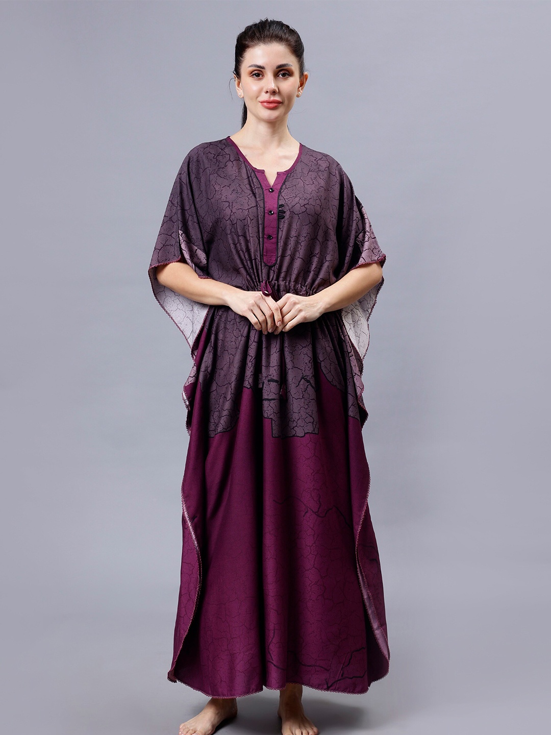

NIGHTSPREE Printed Maxi Nightdress, Purple
