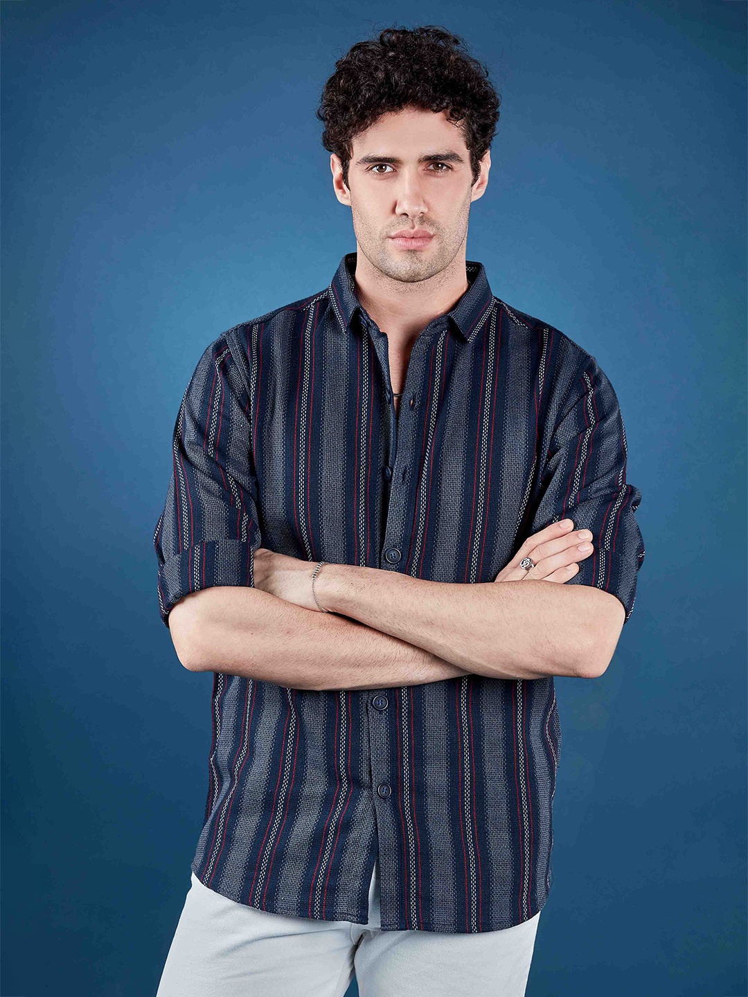

HAMPTONS Pure Cotton Striped Casual Shirt, Blue