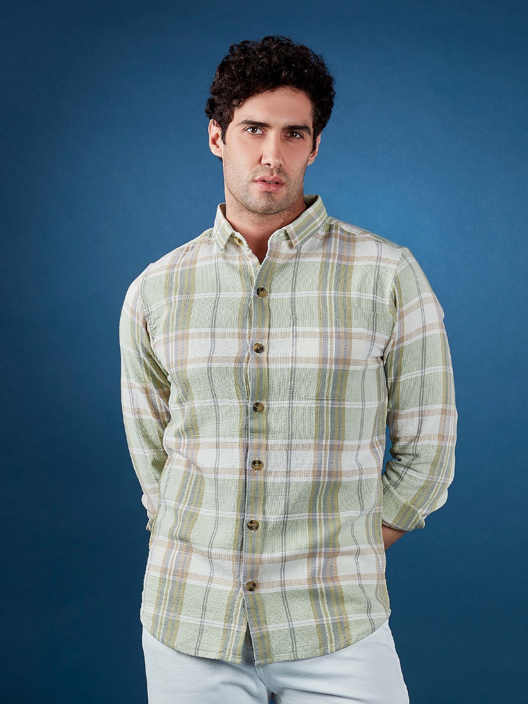 

HAMPTONS Pure Cotton Brushed Effect Flannel Casual Shirt, Green