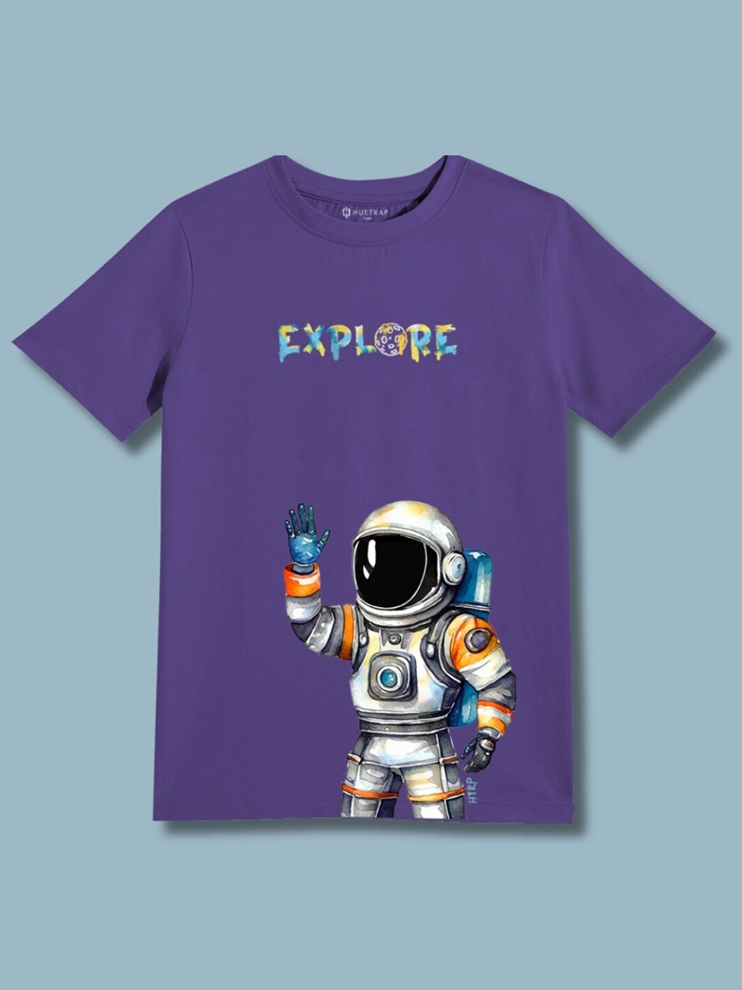 

Huetrap Boys Explore Astronaut Graphic Printed Cotton T-shirt, Purple