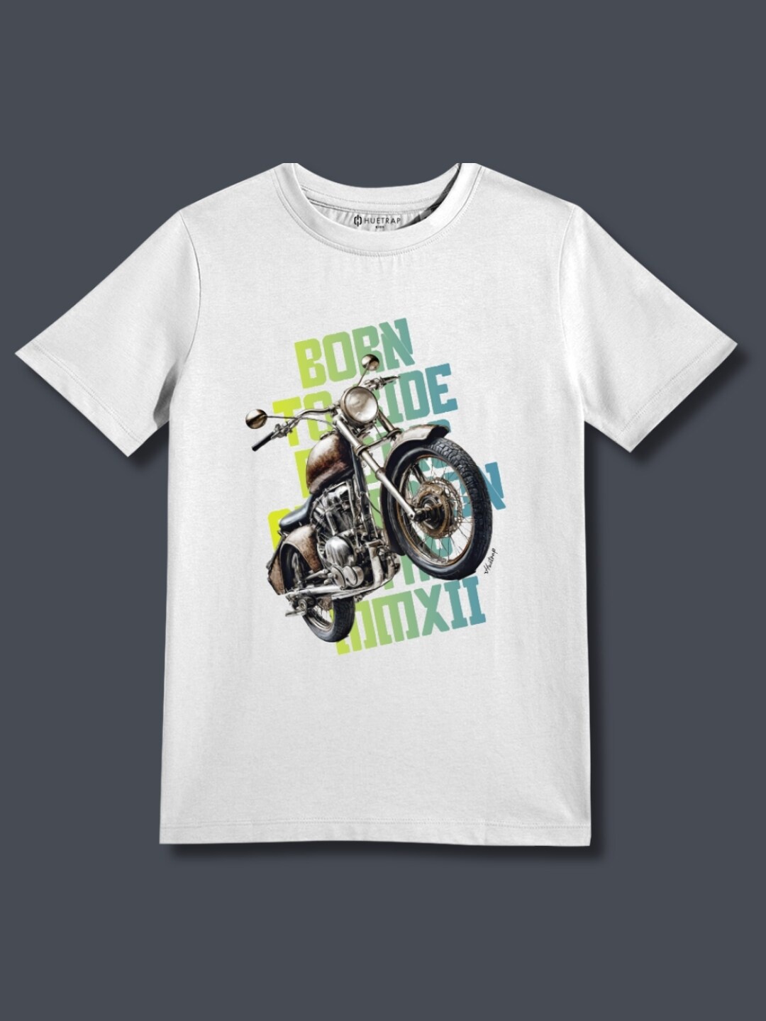 

Huetrap Boys Born To Ride Graphic Printed Cotton T-shirt, White