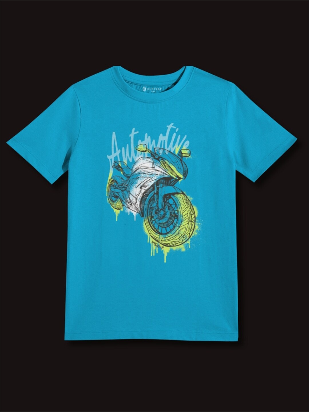 

Huetrap Boys Automotive Graphic Printed Cotton T-shirt, Turquoise blue