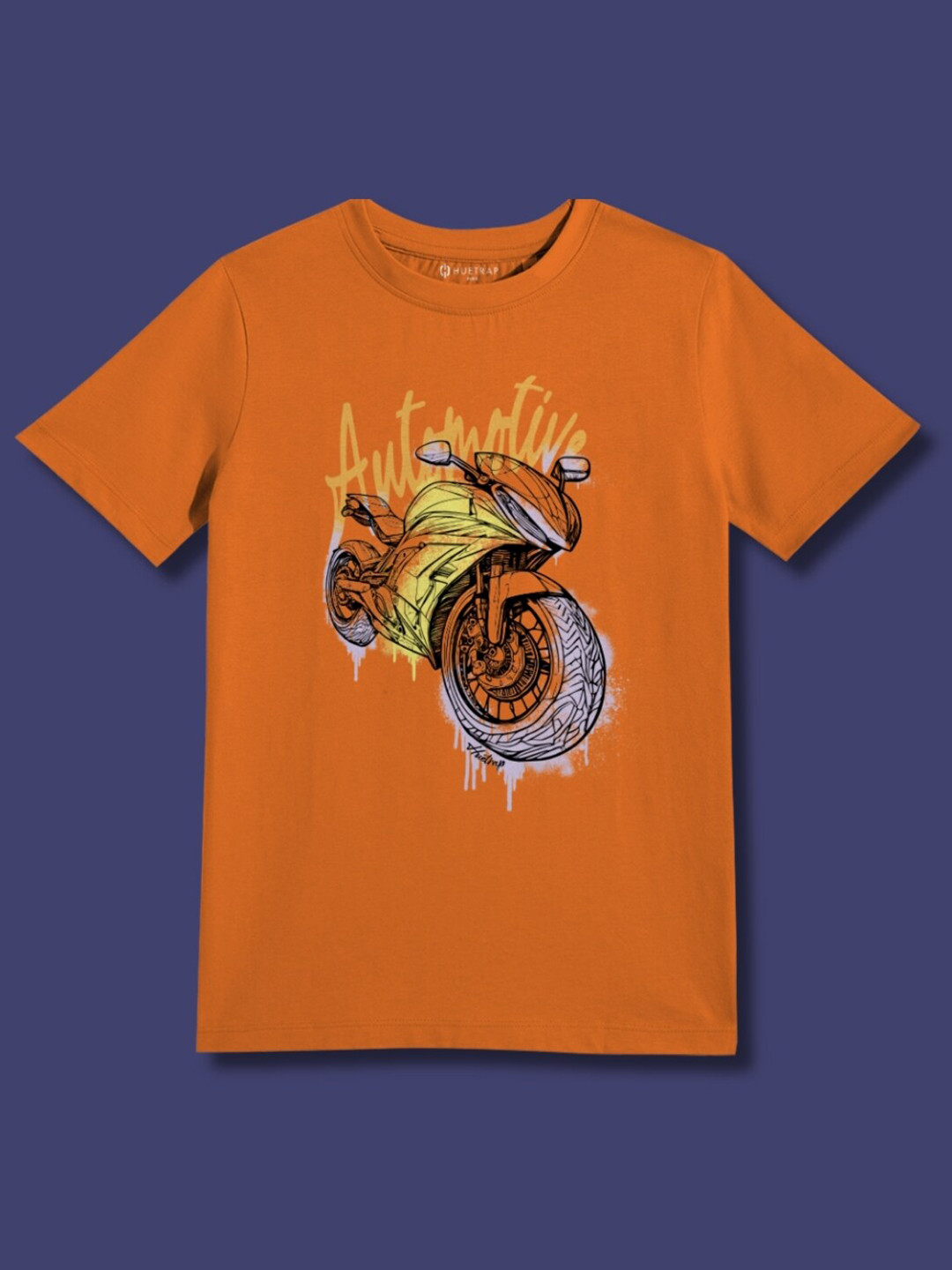 

Huetrap Boys Graphic Printed Round Neck Cotton T-shirt, Orange