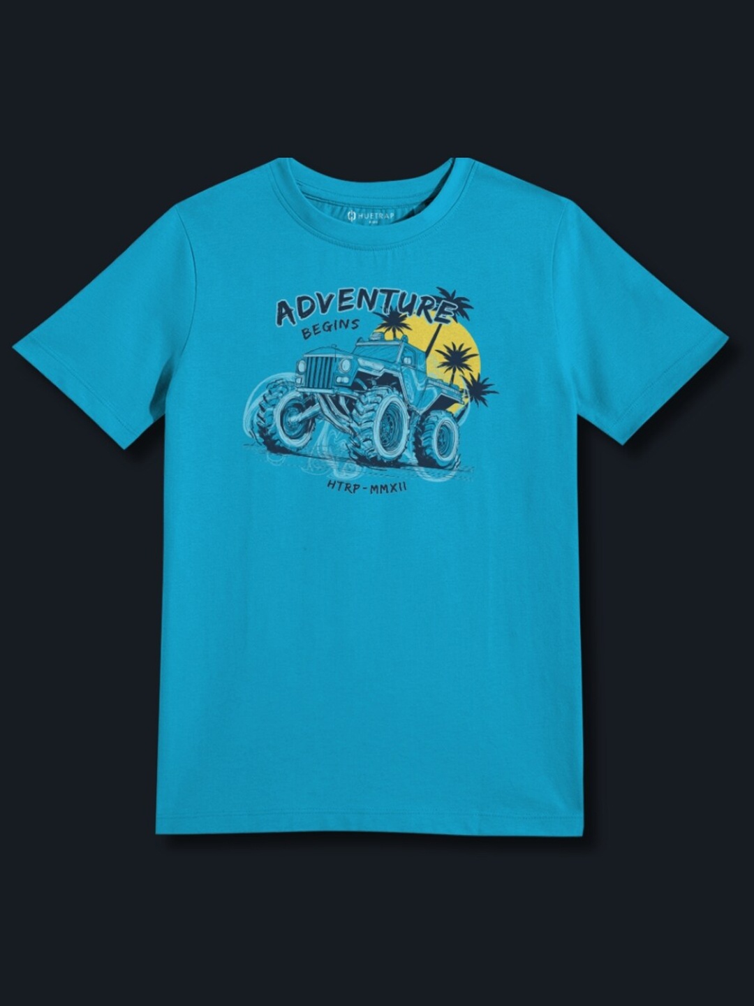 

Huetrap Boys Adventure Begins Graphic Printed Cotton T-shirt, Turquoise blue