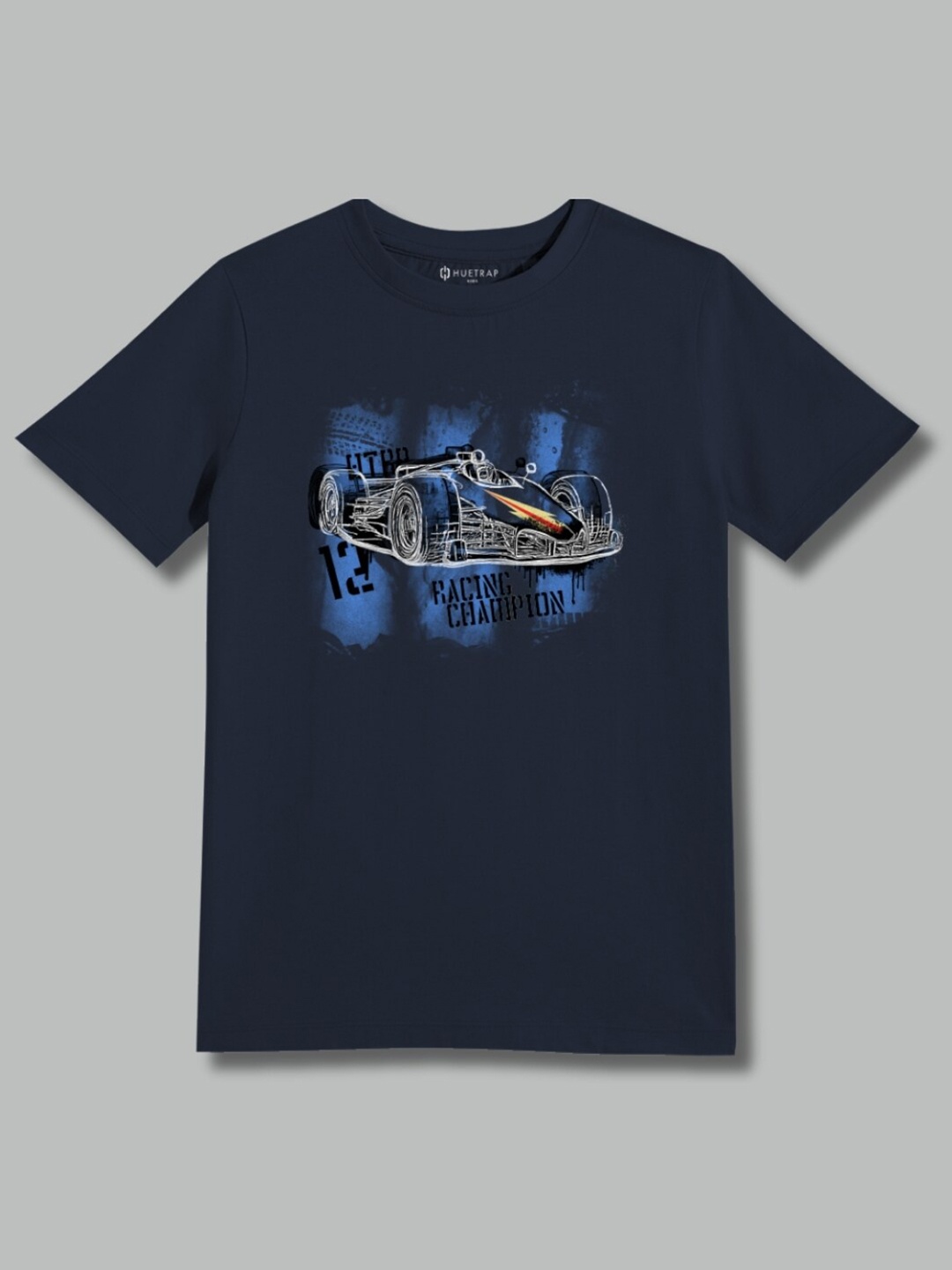 

Huetrap Boys Racing Champion Graphic Printed Cotton T-shirt, Navy blue