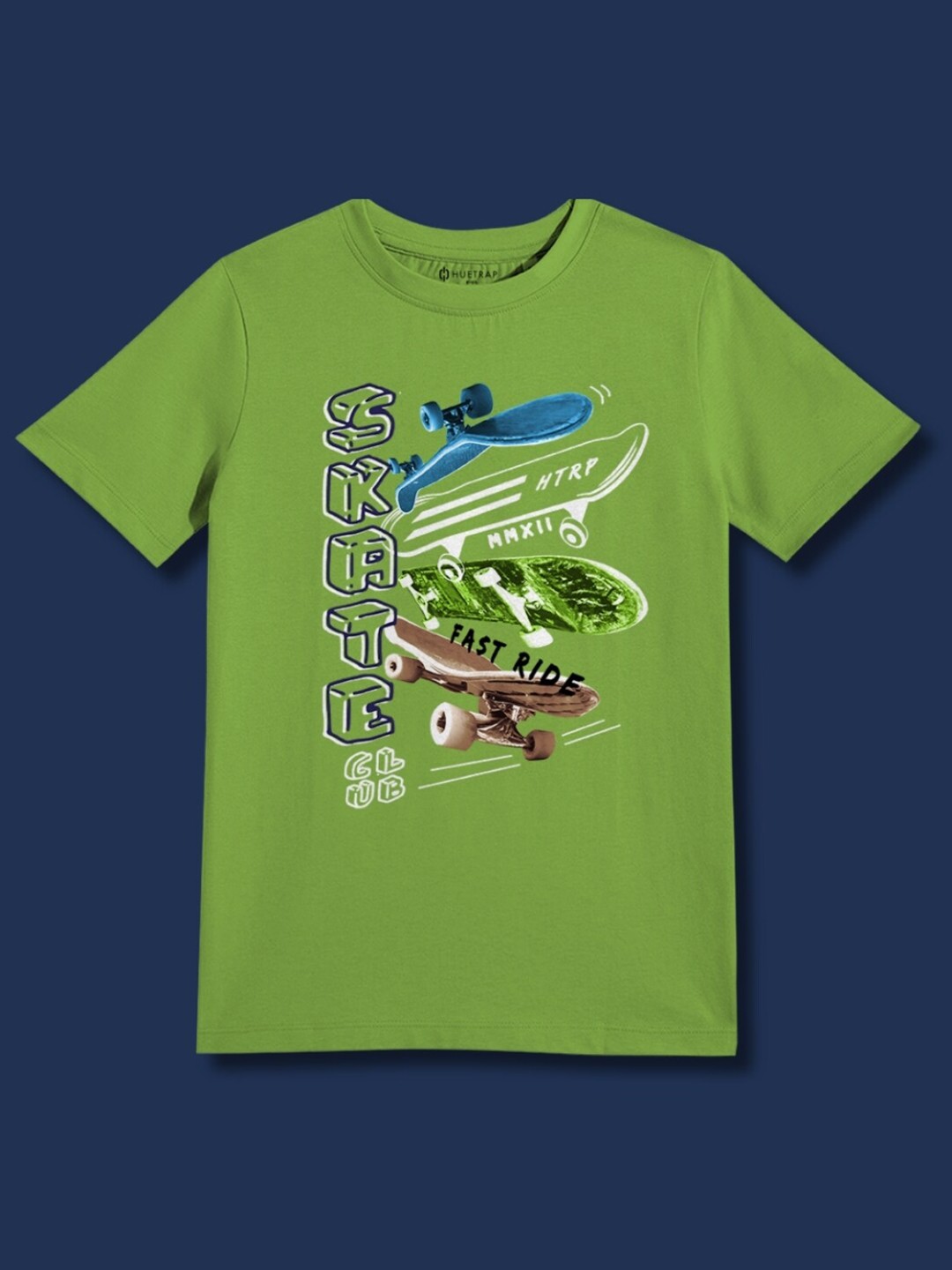 

Huetrap Boys Graphic Printed Round Neck Cotton T-shirt, Green