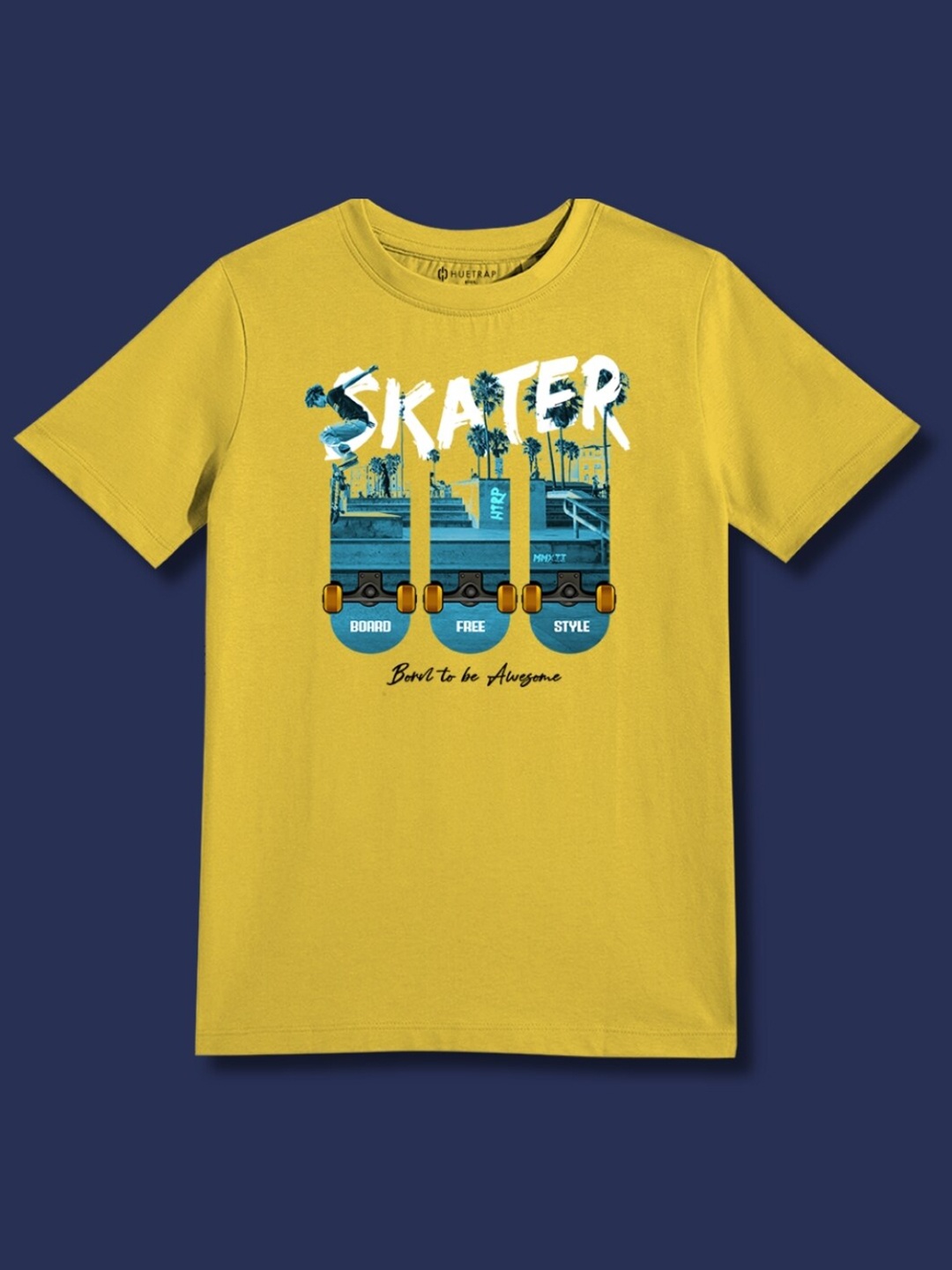 

Huetrap Boys Graphic Printed Cotton T-shirt, Yellow