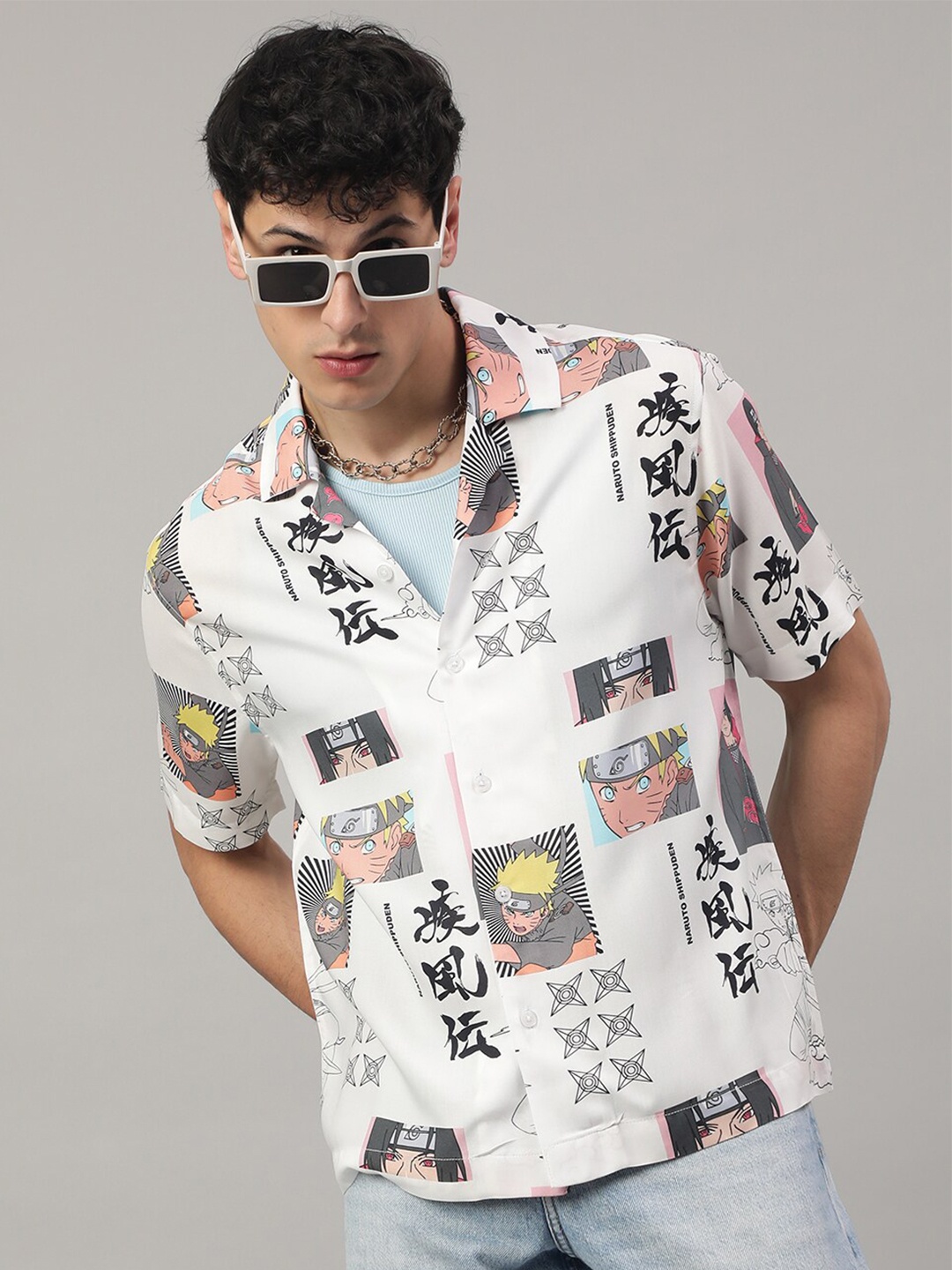 Free Authority Naruto Printed Casual Shirt, White