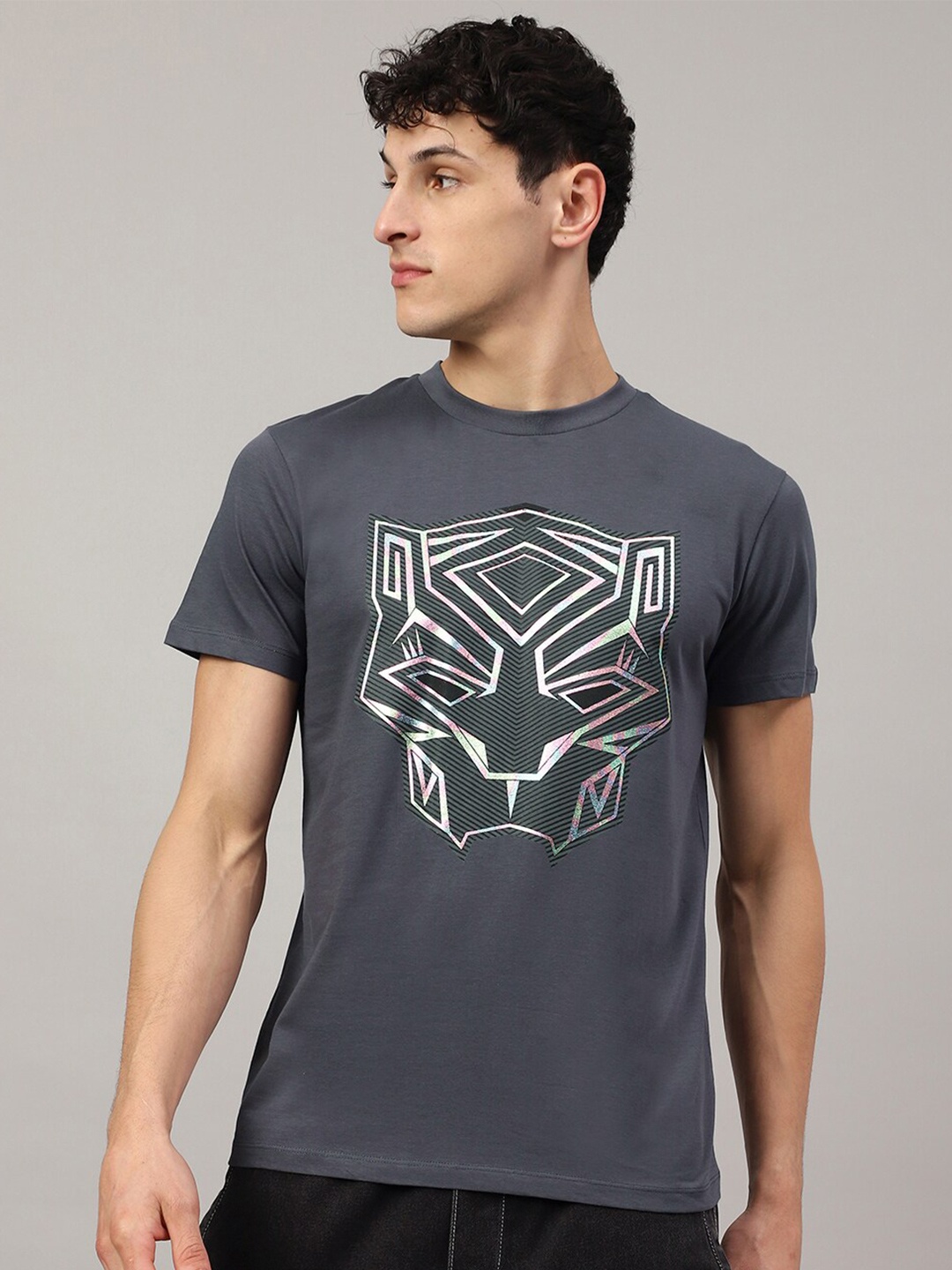 

Free Authority Panther Printed Regular fit Pure-Cotton T-Shirt, Grey