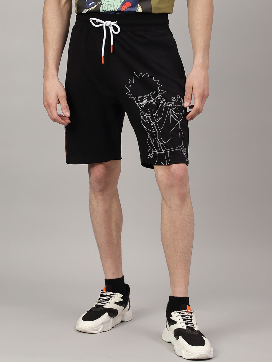 Free Authority Naruto Printed Shorts, Black