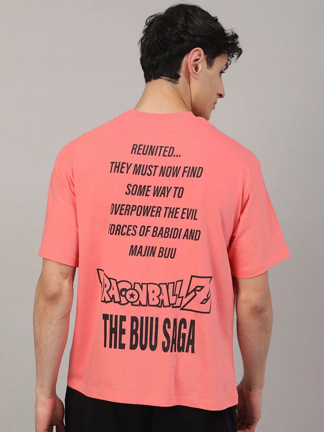 

Free Authority Dragon Ball Z Printed Loose Fit Pure Cotton T-Shirt, Coral