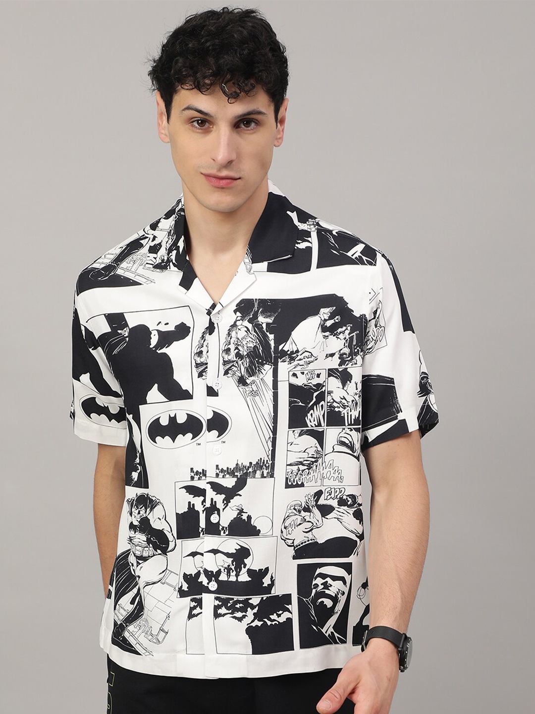 Free Authority Batman Printed Casual Shirt, Black