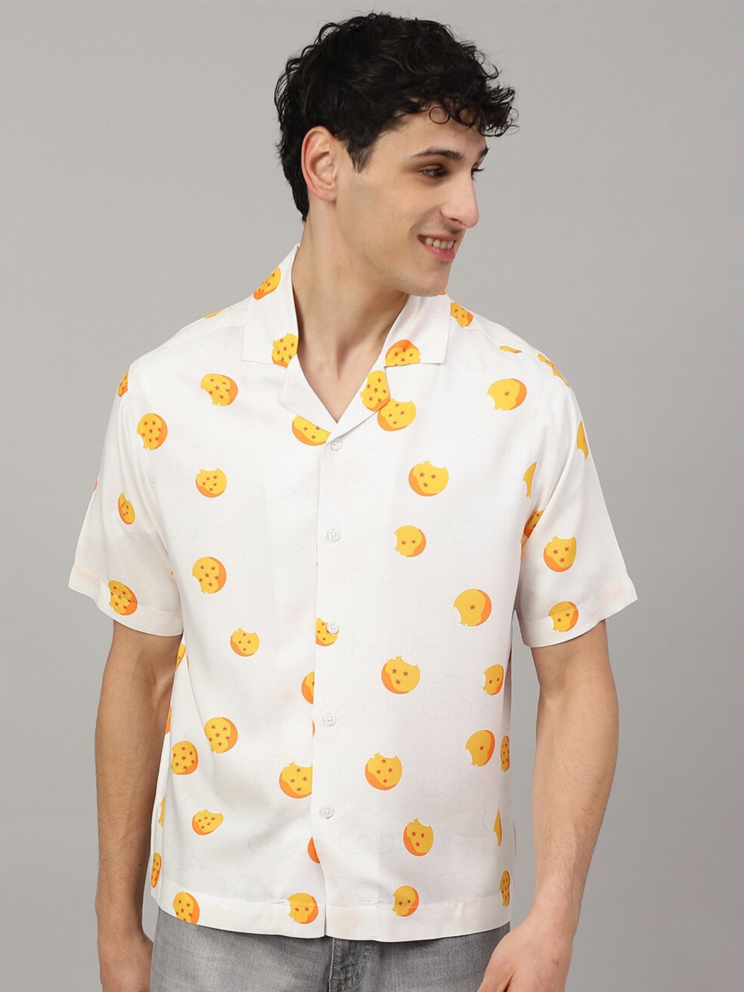 Free Authority Dragon Ball Z-Printed Casual Shirt, White