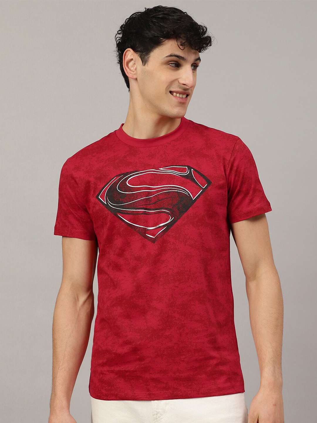 

Free Authority Superman Printed Pure-Cotton T-Shirt, Red
