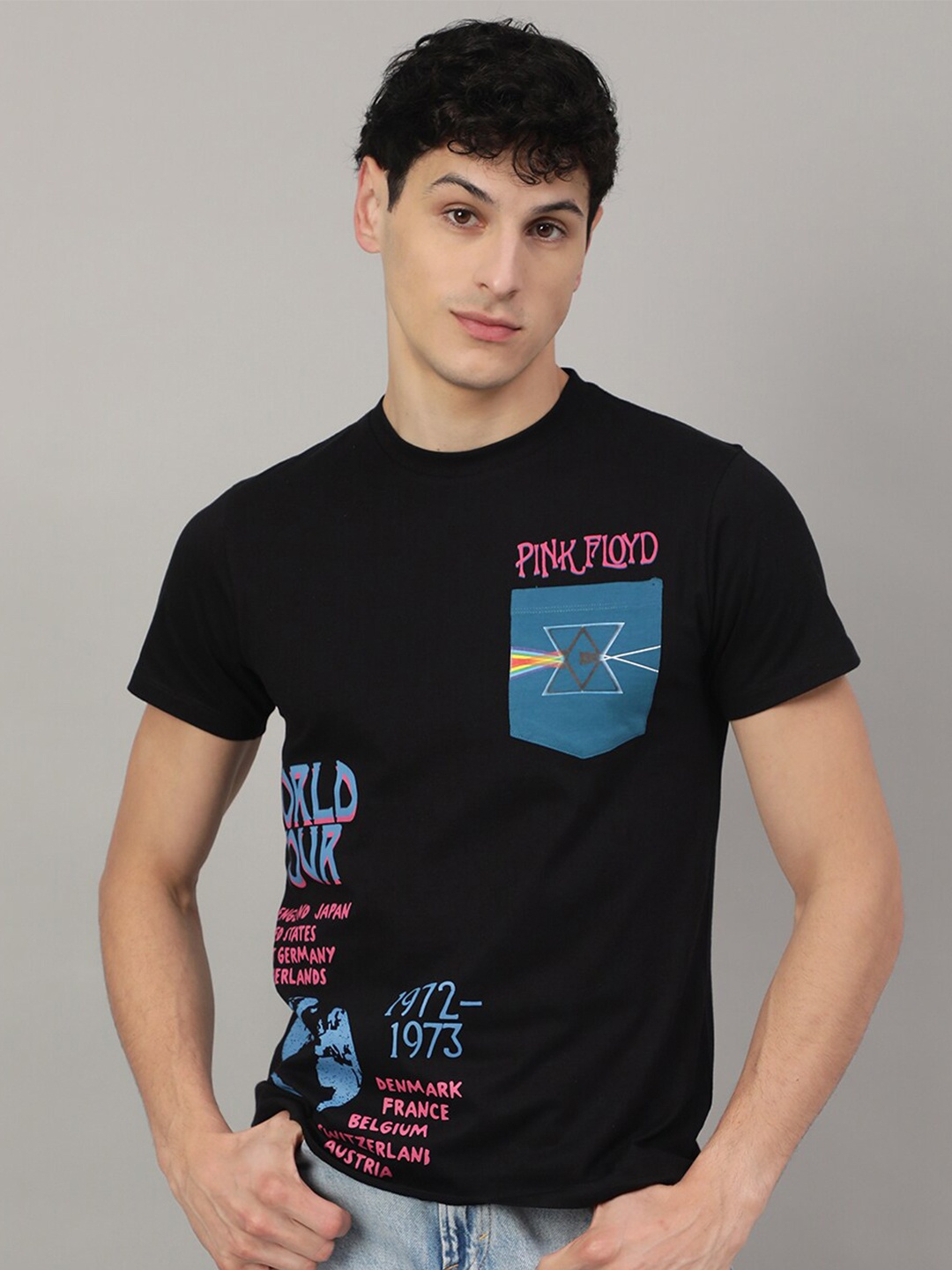

Free Authority Pink Floyd Printed Regular fit Pure-Cotton T-Shirt, Black