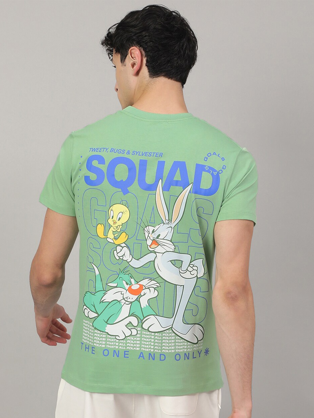 

Free Authority Looney Tunes Printed Regular Fit Pure-Cotton T-Shirt, Green