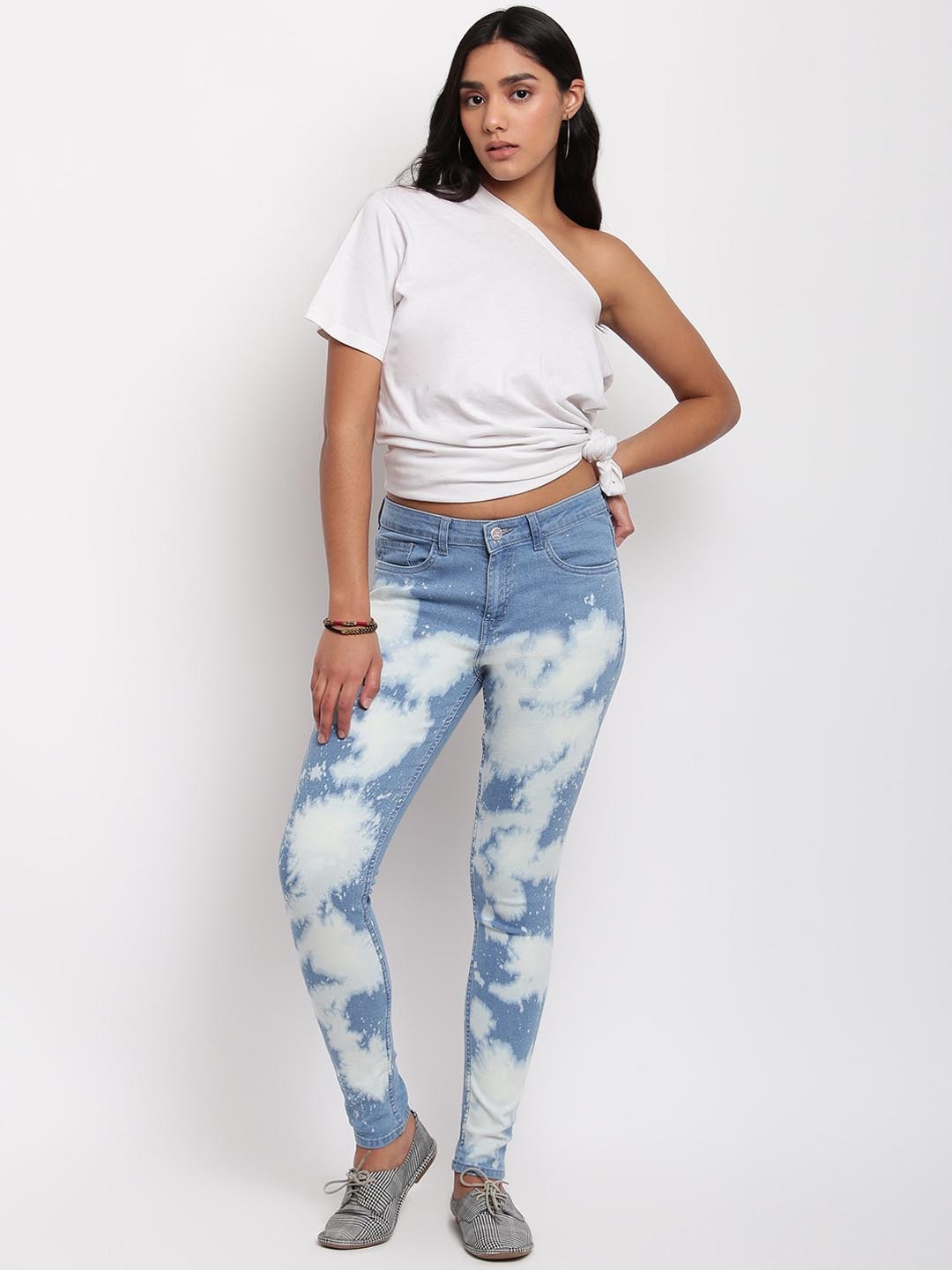 

TALES & STORIES Women Slim Fit Clean Look Heavy Fade Acid Wash Denim Jeans, Blue