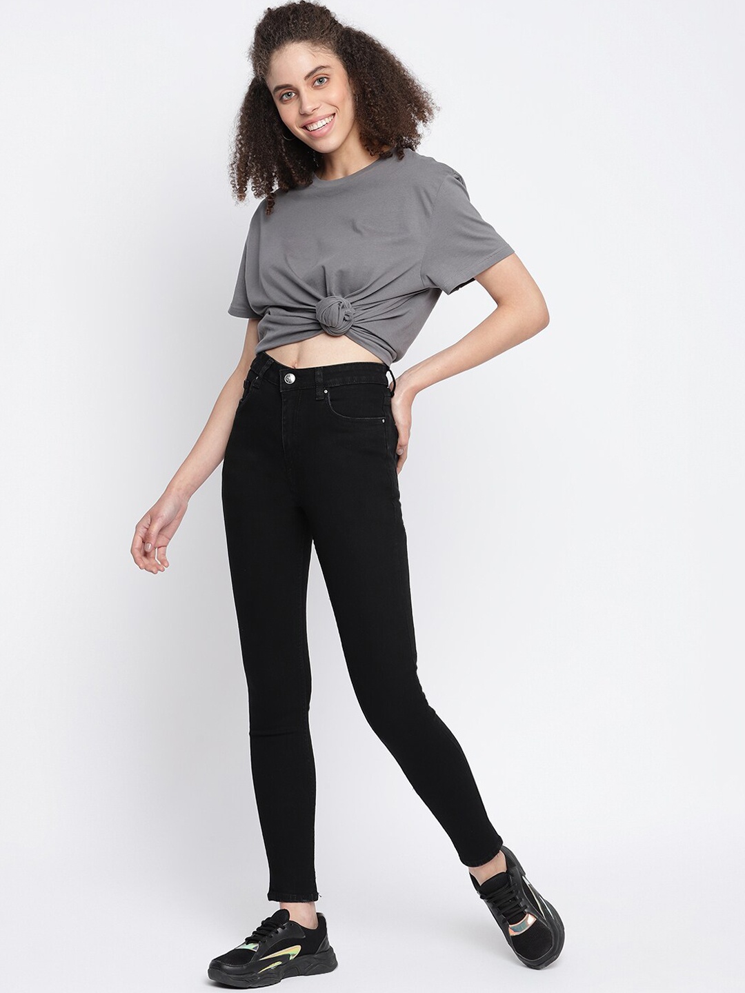 

TALES & STORIES Women Skinny Fit Clean Look Stretchable Denim Jeans, Black