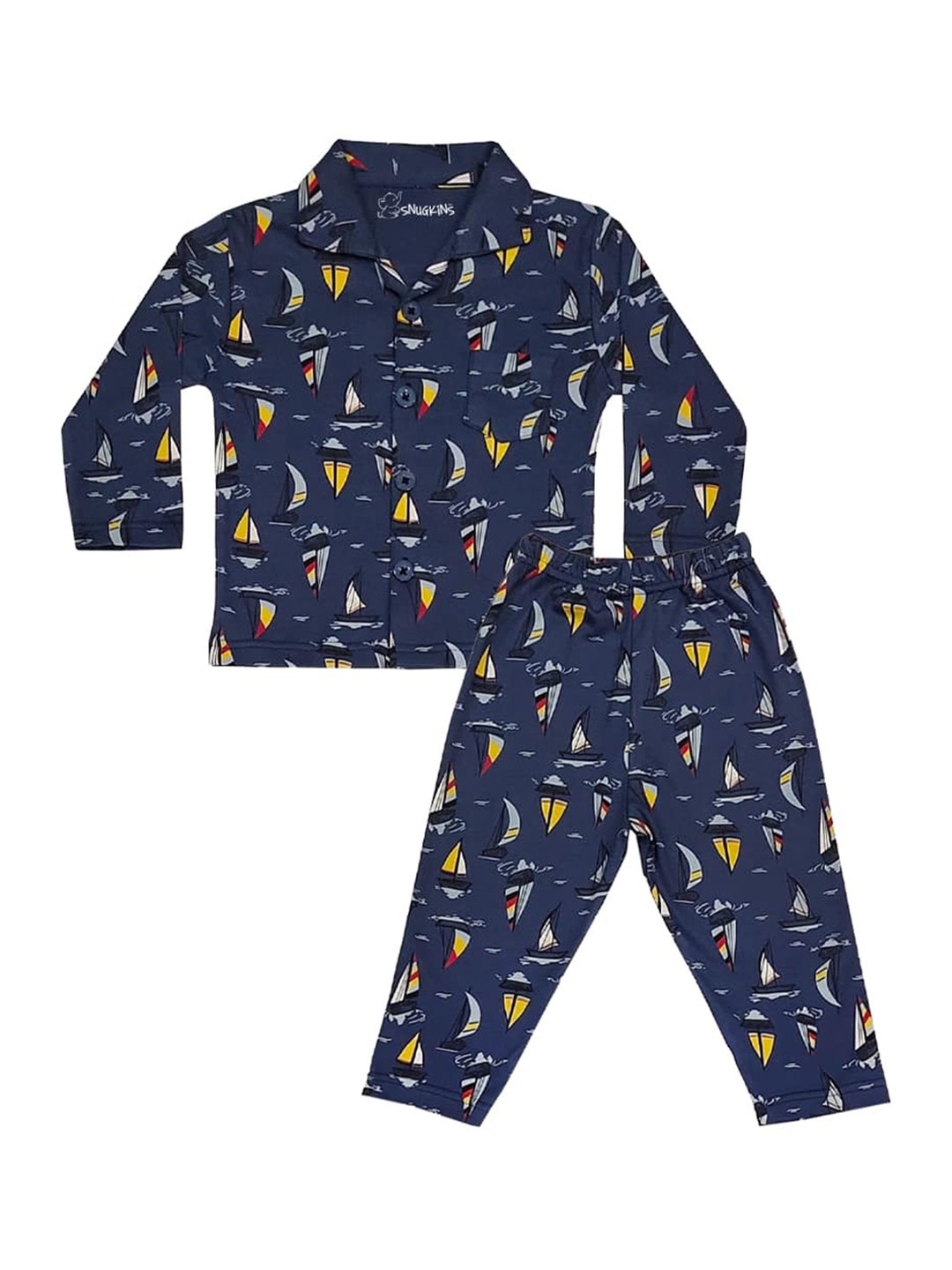 

Snugkins Unisex Kids Printed Night suit, Navy blue