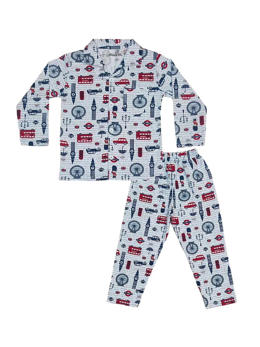 

Snugkins Unisex Kids Printed Night Suit, Blue