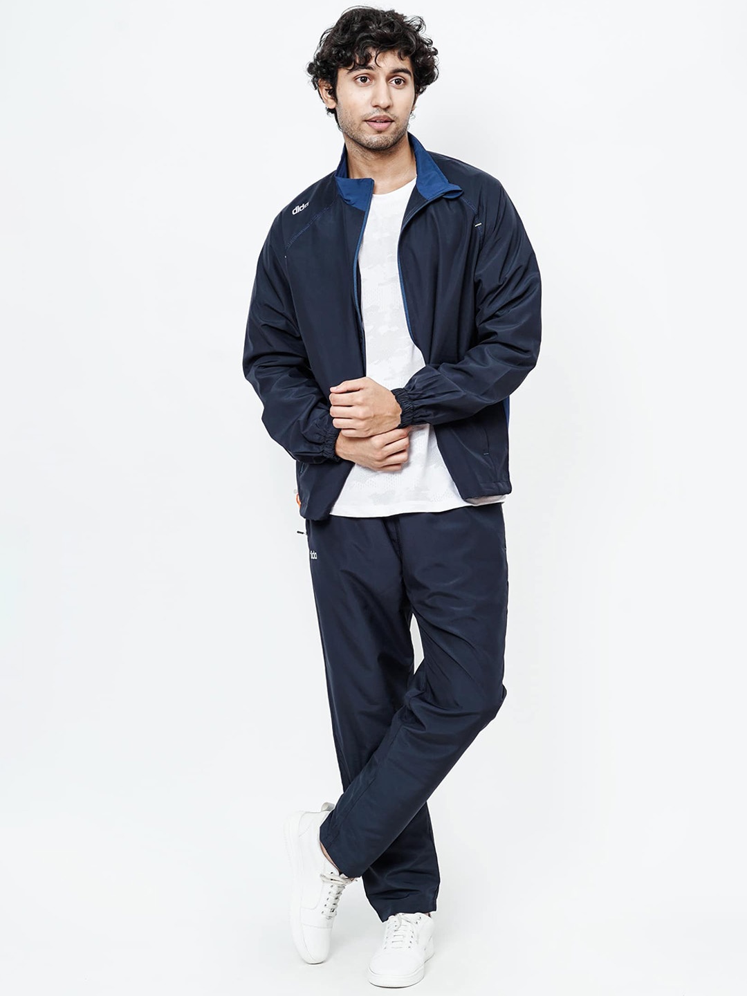 

DIDA Men Colourblocked Mid-Rise Mock Collar Tracksuit, Navy blue