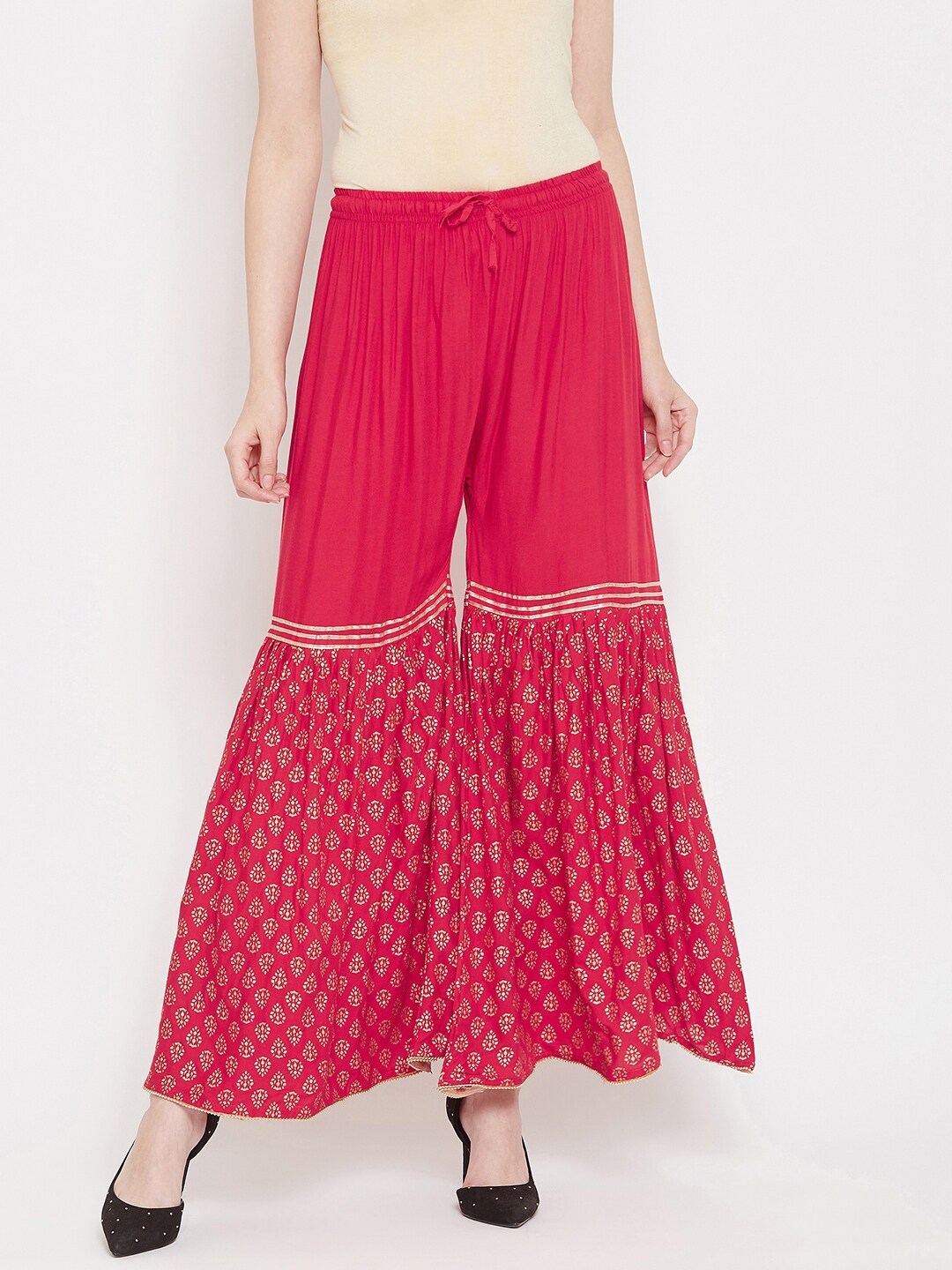 

Castle Lifestyle Women Ethnic Motifs Printed Flared Palazzos, Magenta